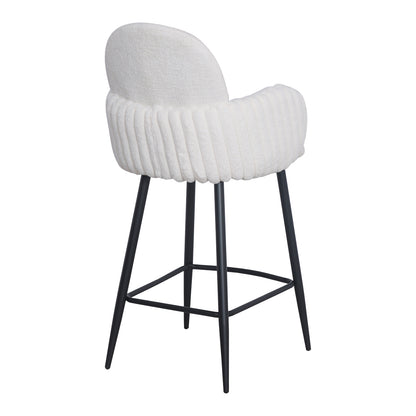 Set of 2 Modern Upholstered Bar Stool with Tufted Armrests and Metal Base