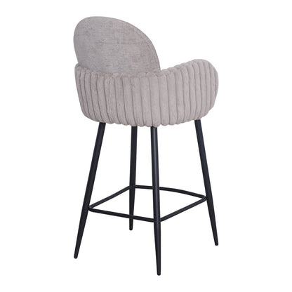 Set of 2 Modern Upholstered Bar Stool with Tufted Armrests and Metal Base