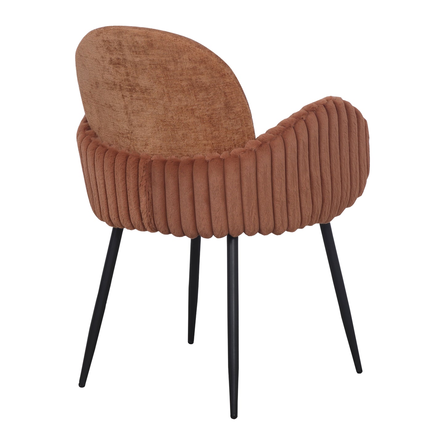 Modern Upholstered Dining Chair with Tufted Armrests and Metal Legs