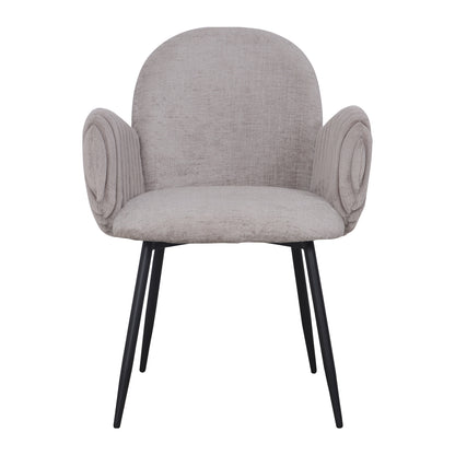 Modern Upholstered Dining Chair with Tufted Armrests and Metal Legs