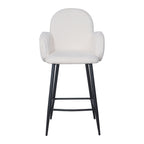 Set of 2 Modern Upholstered Bar Stool with Tufted Armrests and Metal Base
