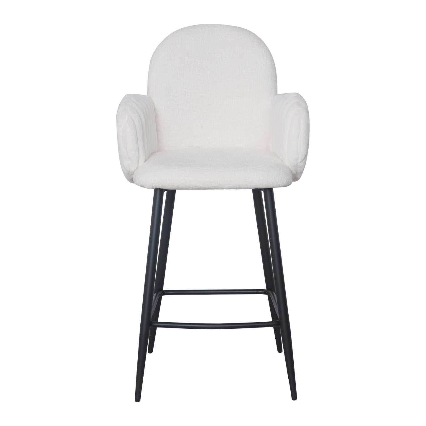 Set of 2 Modern Upholstered Bar Stool with Tufted Armrests and Metal Base