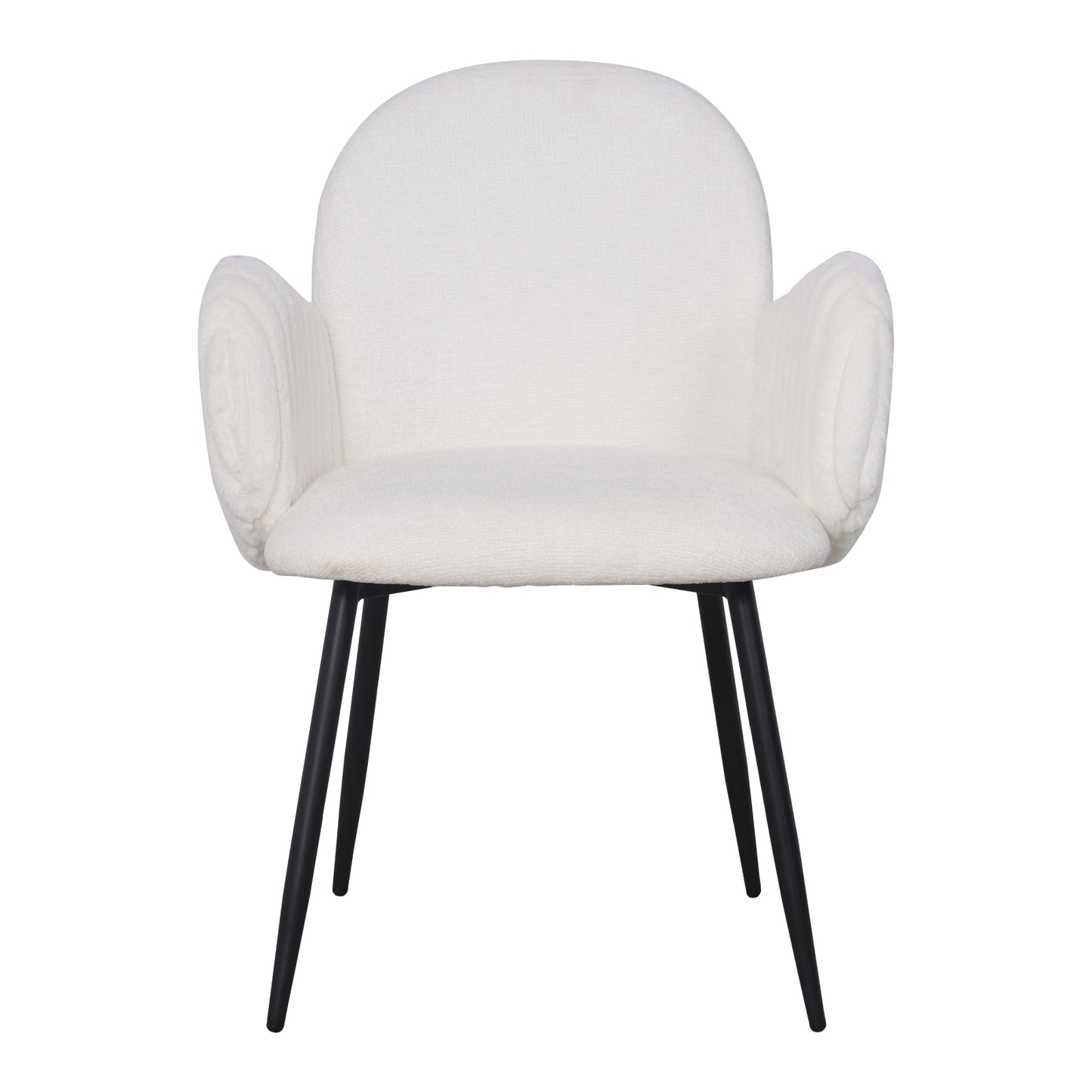 Modern Upholstered Dining Chair with Tufted Armrests and Metal Legs