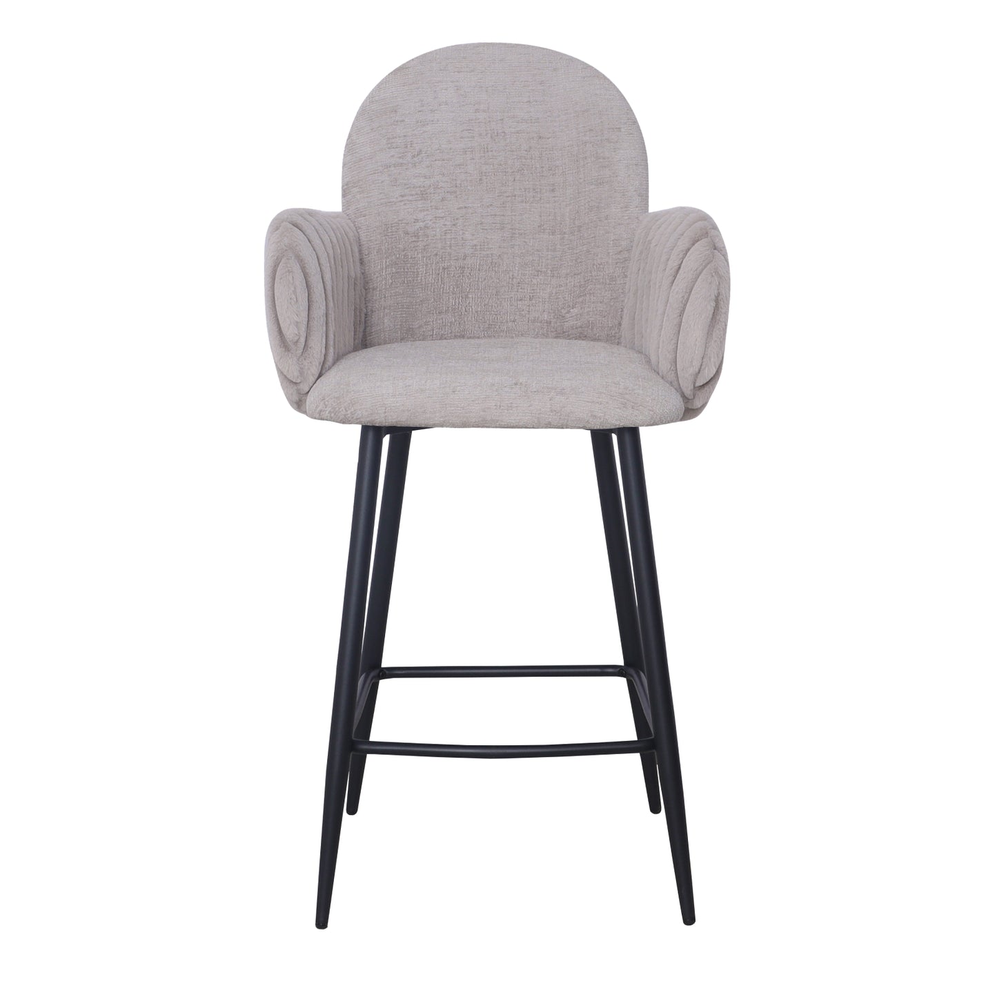 Set of 2 Modern Upholstered Bar Stool with Tufted Armrests and Metal Base