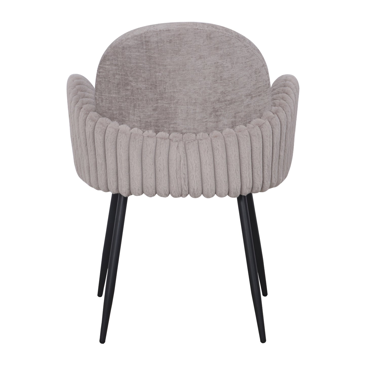 Modern Upholstered Dining Chair with Tufted Armrests and Metal Legs