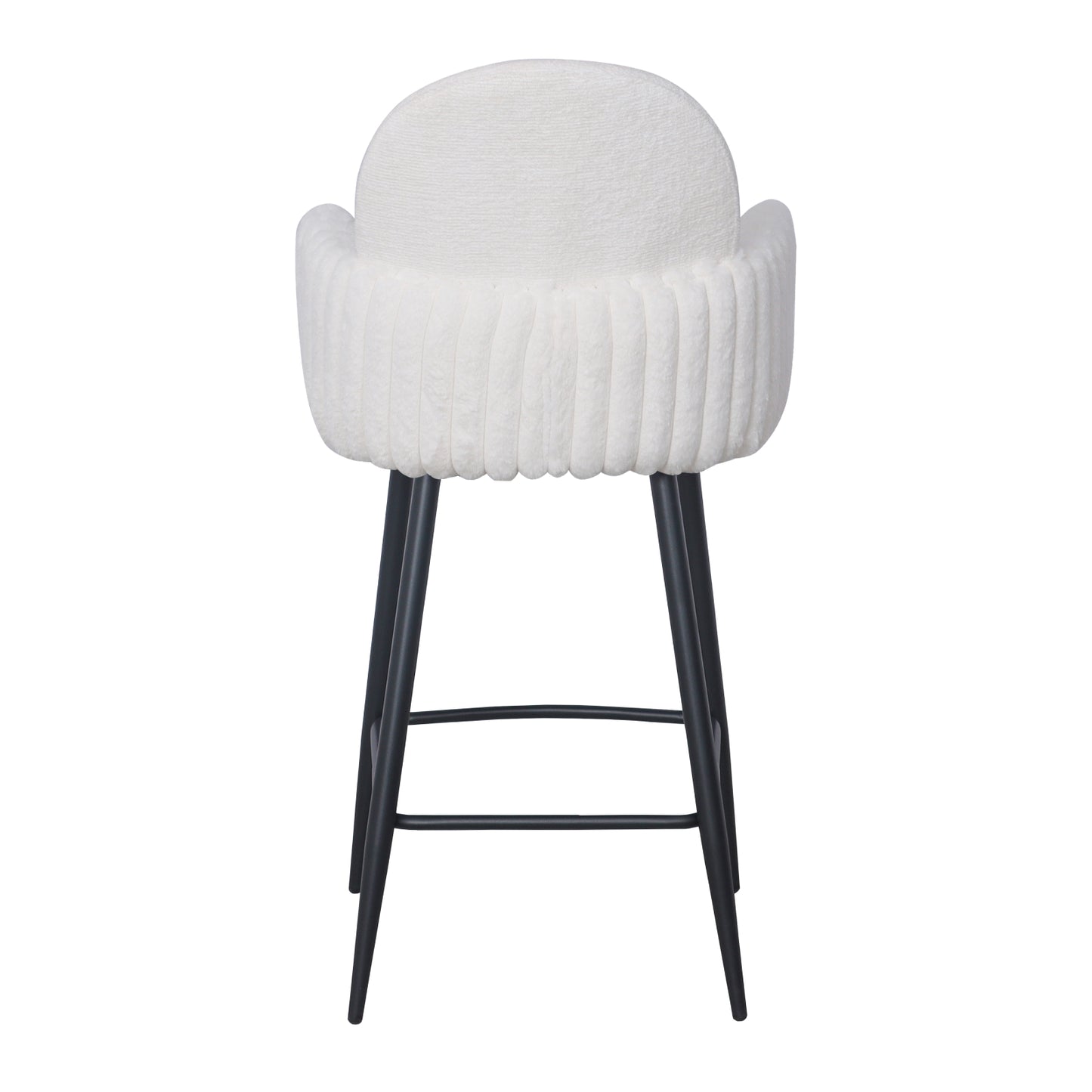 Set of 2 Modern Upholstered Bar Stool with Tufted Armrests and Metal Base