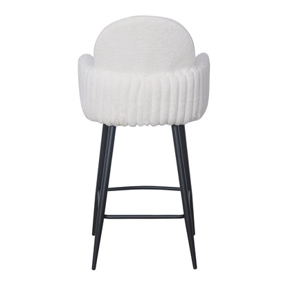 Modern Upholstered Bar Stool with Tufted Armrests and Metal Base