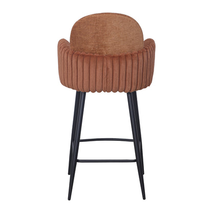 Set of 2 Modern Upholstered Bar Stool with Tufted Armrests and Metal Base