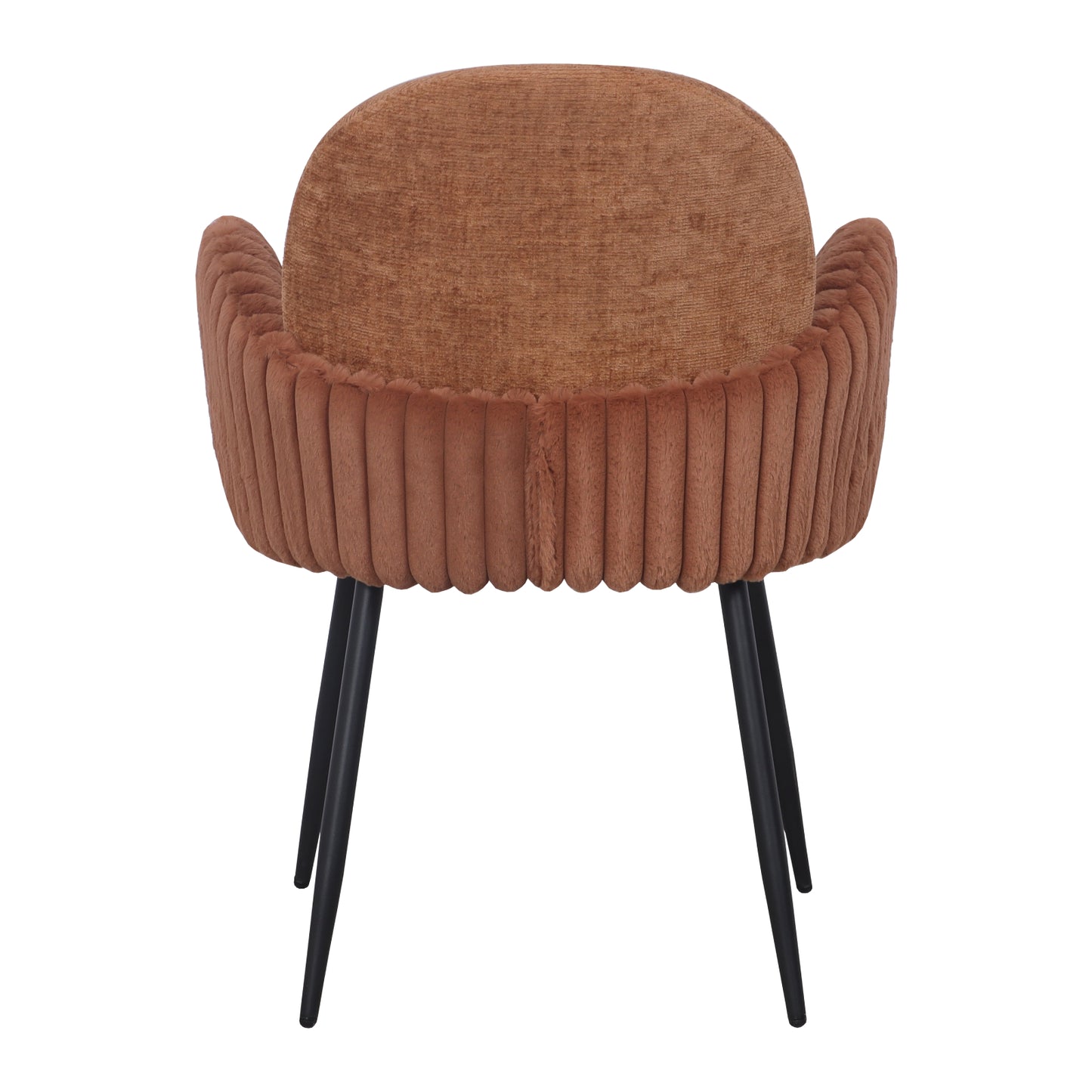 Modern Upholstered Dining Chair with Tufted Armrests and Metal Legs