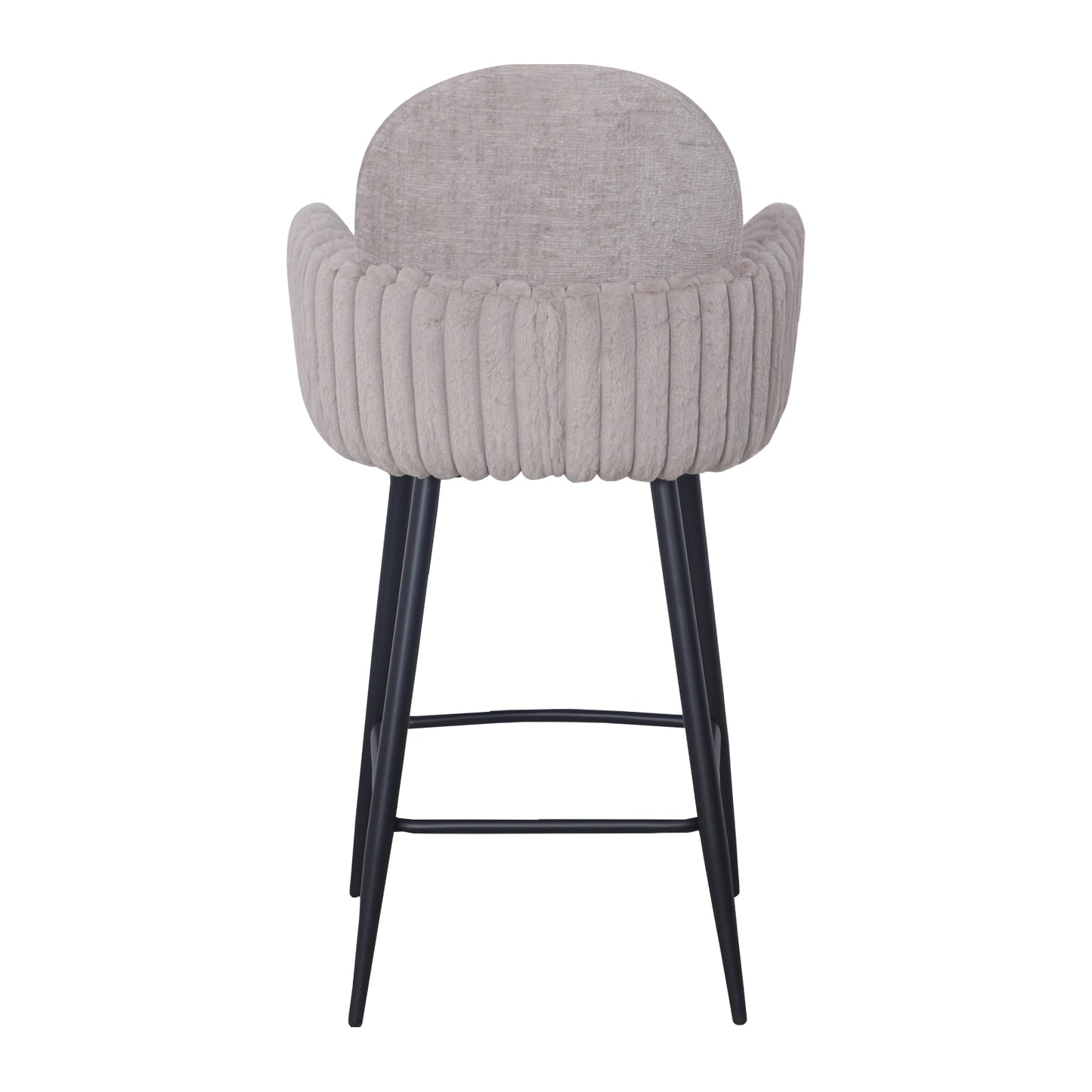 Set of 2 Modern Upholstered Bar Stool with Tufted Armrests and Metal Base