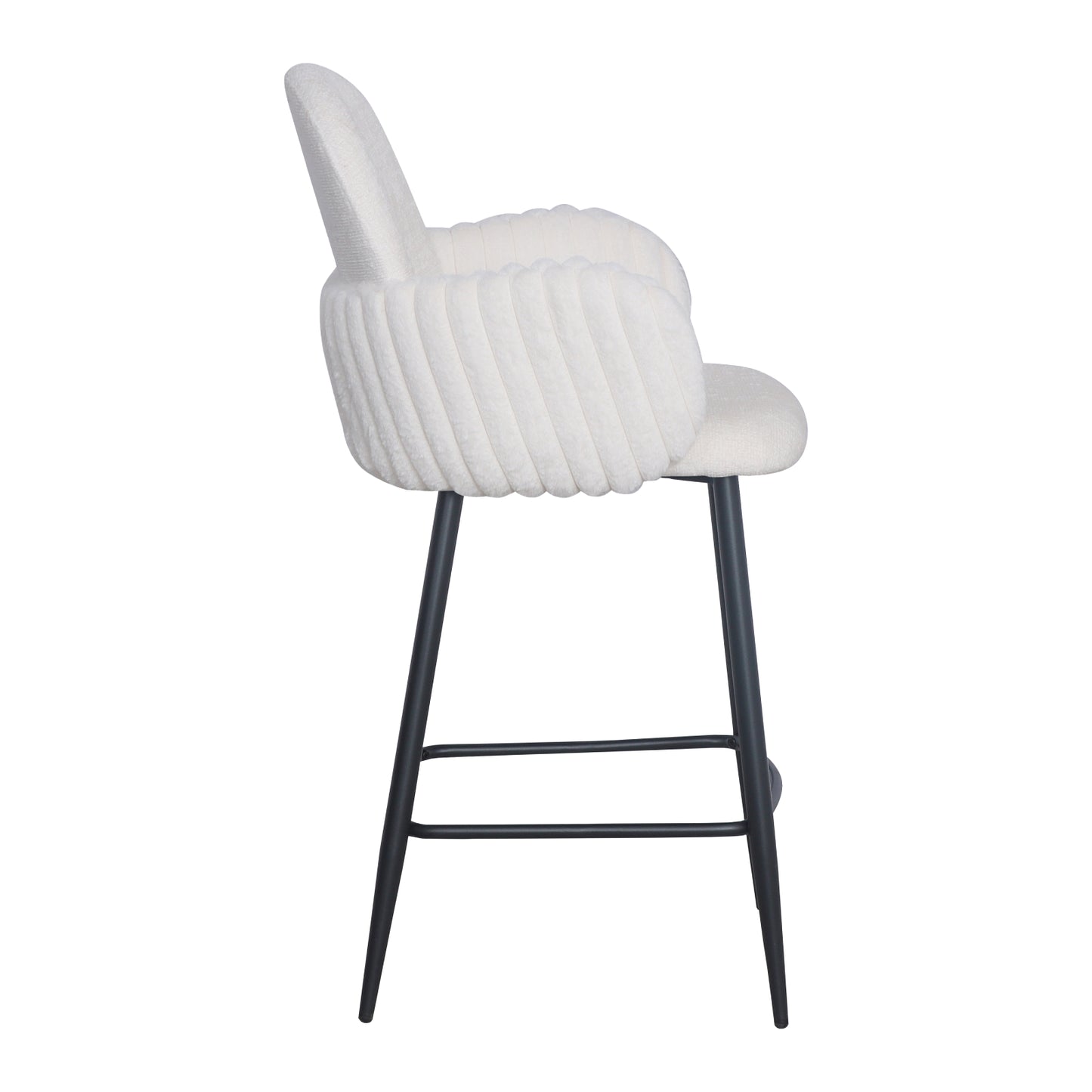 Set of 2 Modern Upholstered Bar Stool with Tufted Armrests and Metal Base