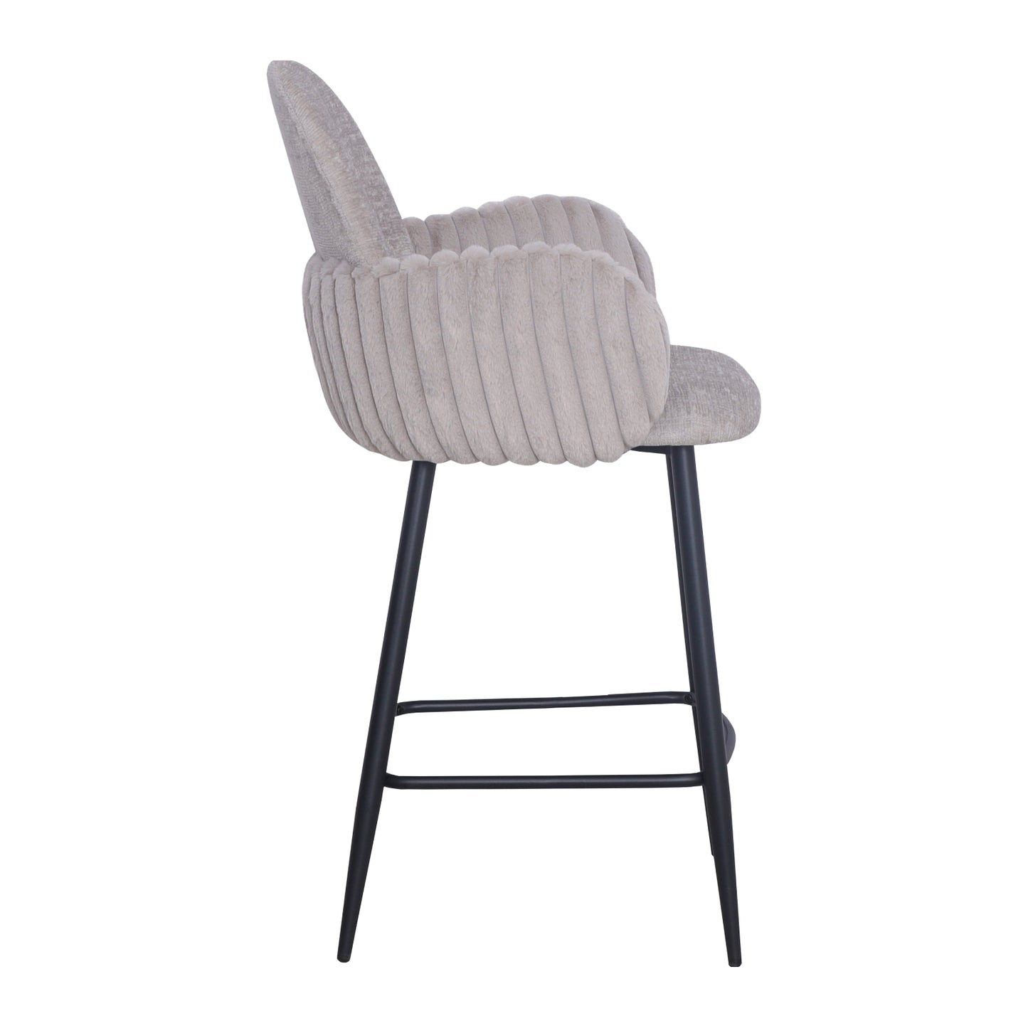 Set of 2 Modern Upholstered Bar Stool with Tufted Armrests and Metal Base