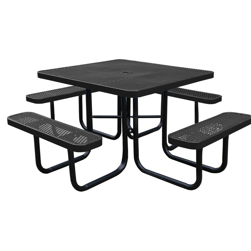 Square Picnic Table with Attached Benches