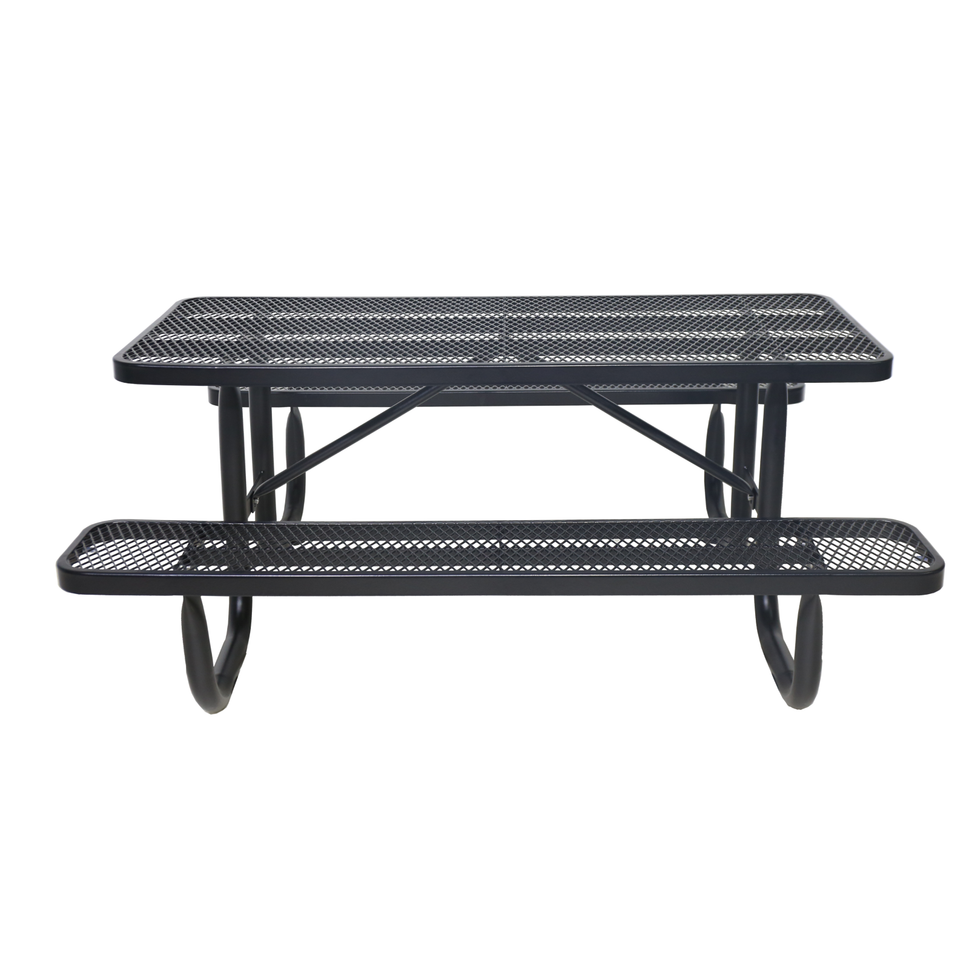 Rectangular Picnic Table with Attached Benches