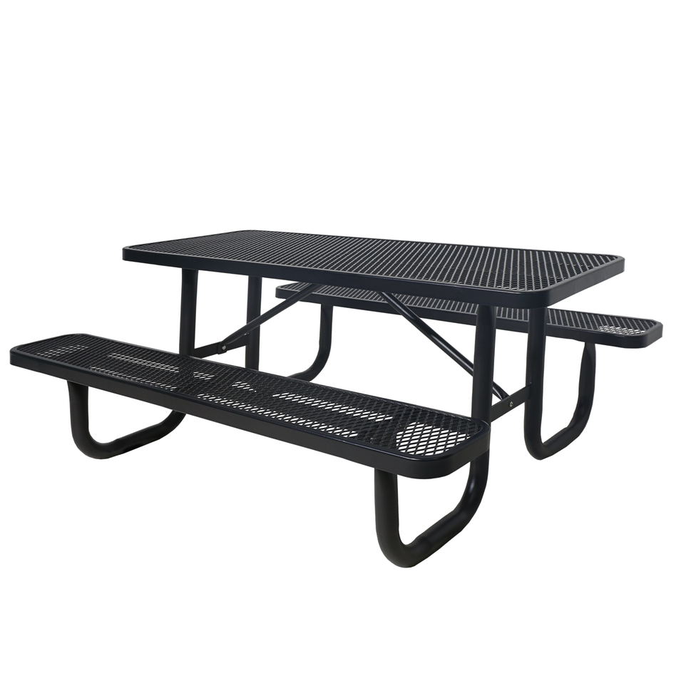 Rectangular Picnic Table with Attached Benches