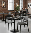 Switch Commercial-Grade Indoor &amp; Outdoor Table with Reinforced Stone-Composite Top: Round Black Marble-Like 3 image