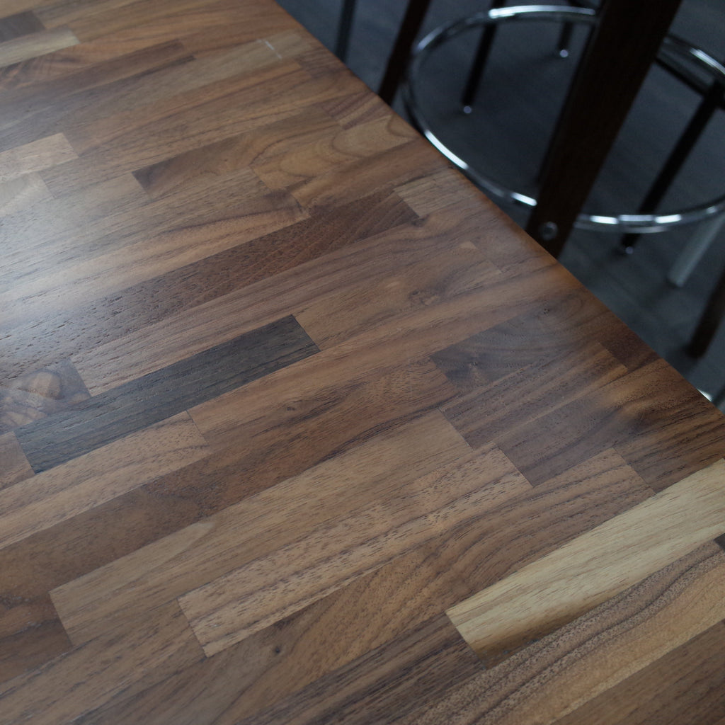 Butcher Block Walnut Solid Wood Dining Table with Base