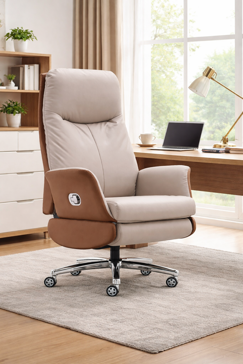 Premium Plush Microfiber Upholstered Reclining Office Chair