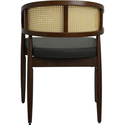 Set of 2 Curved Back Rattan Dining Chairs with Upholstered Seat – Light or Dark Wood Options