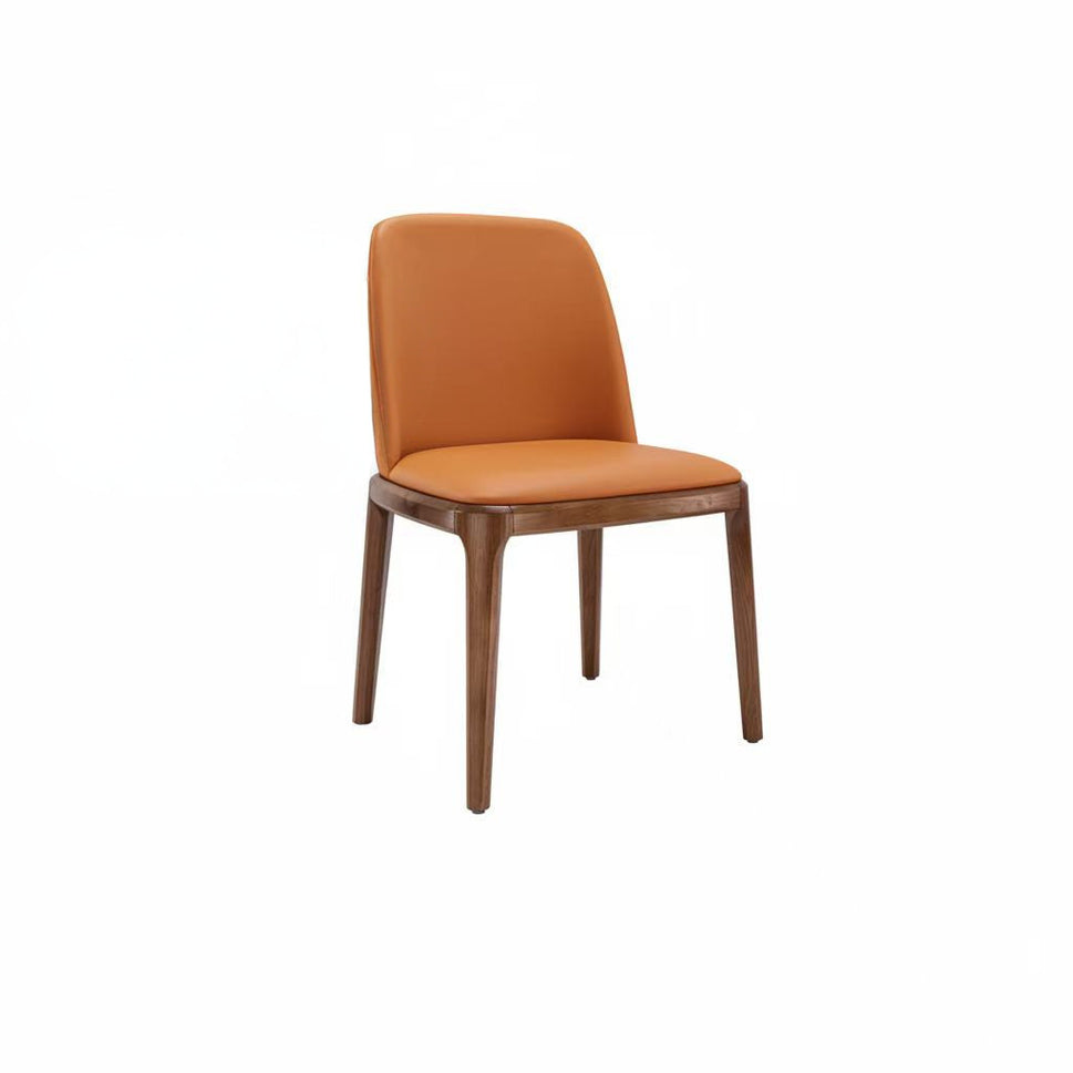 Modern Upholstered Dining Chair with Solid Wood Legs – Beige/Natural or Orange/Walnut