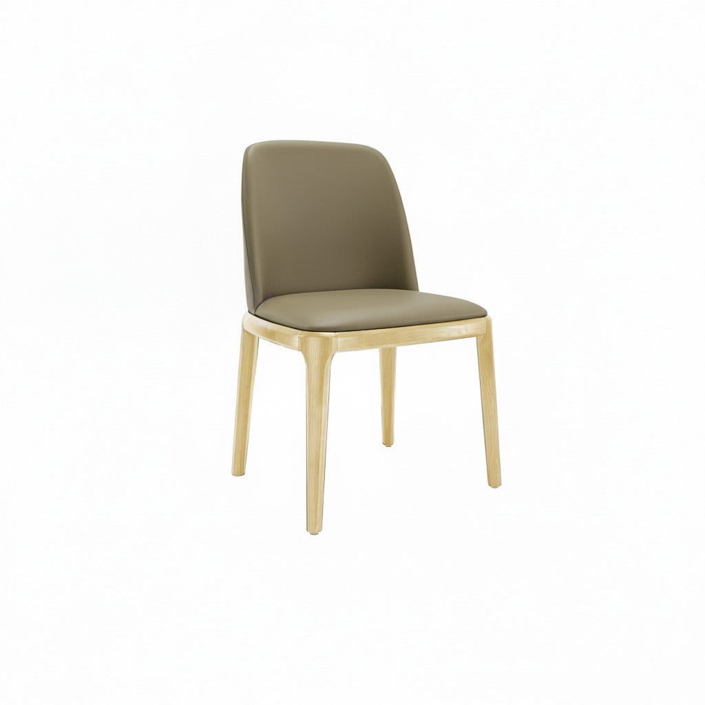 Modern Upholstered Dining Chair with Solid Wood Legs – Beige/Natural or Orange/Walnut