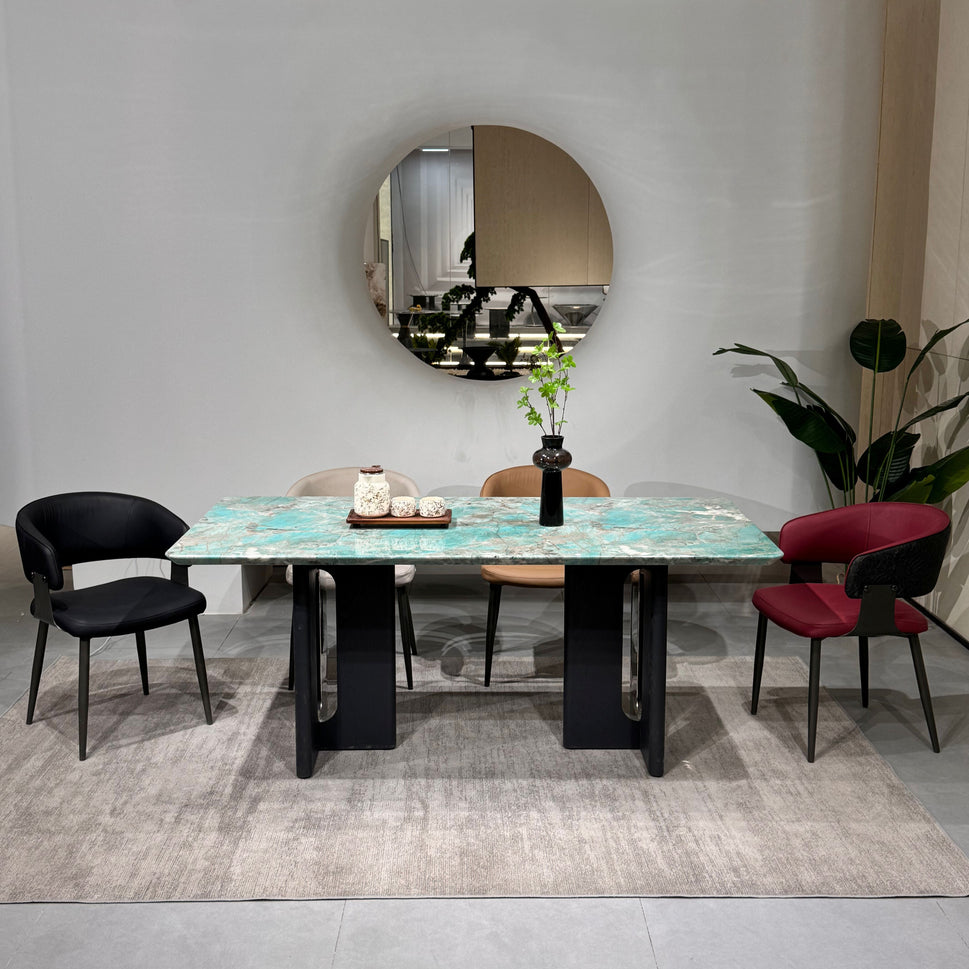 Jade Green Marble-Effect Dining Table – 160 x 90 cm Modern Rectangular Table