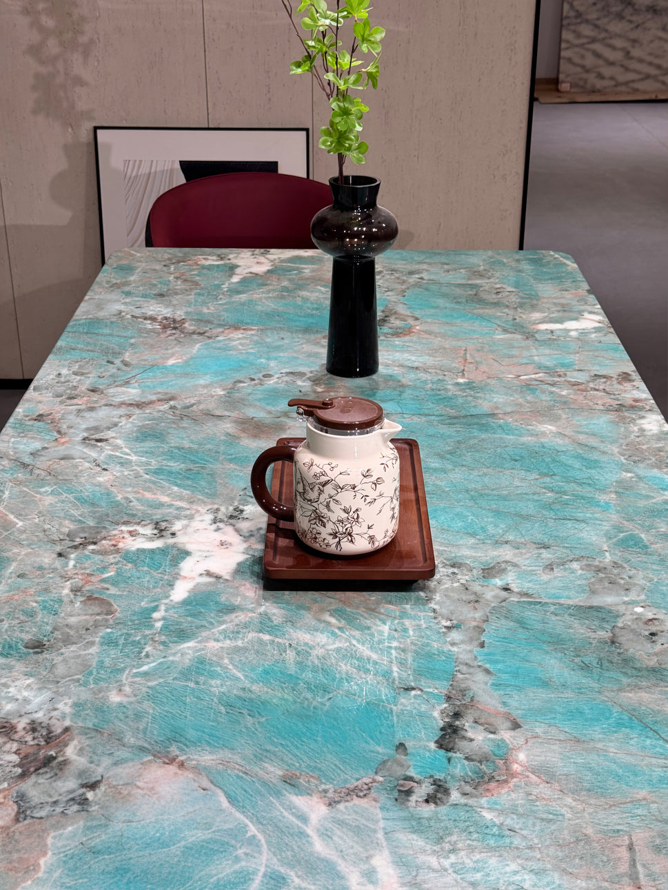 Jade Green Marble-Effect Dining Table – 160 x 90 cm Modern Rectangular Table