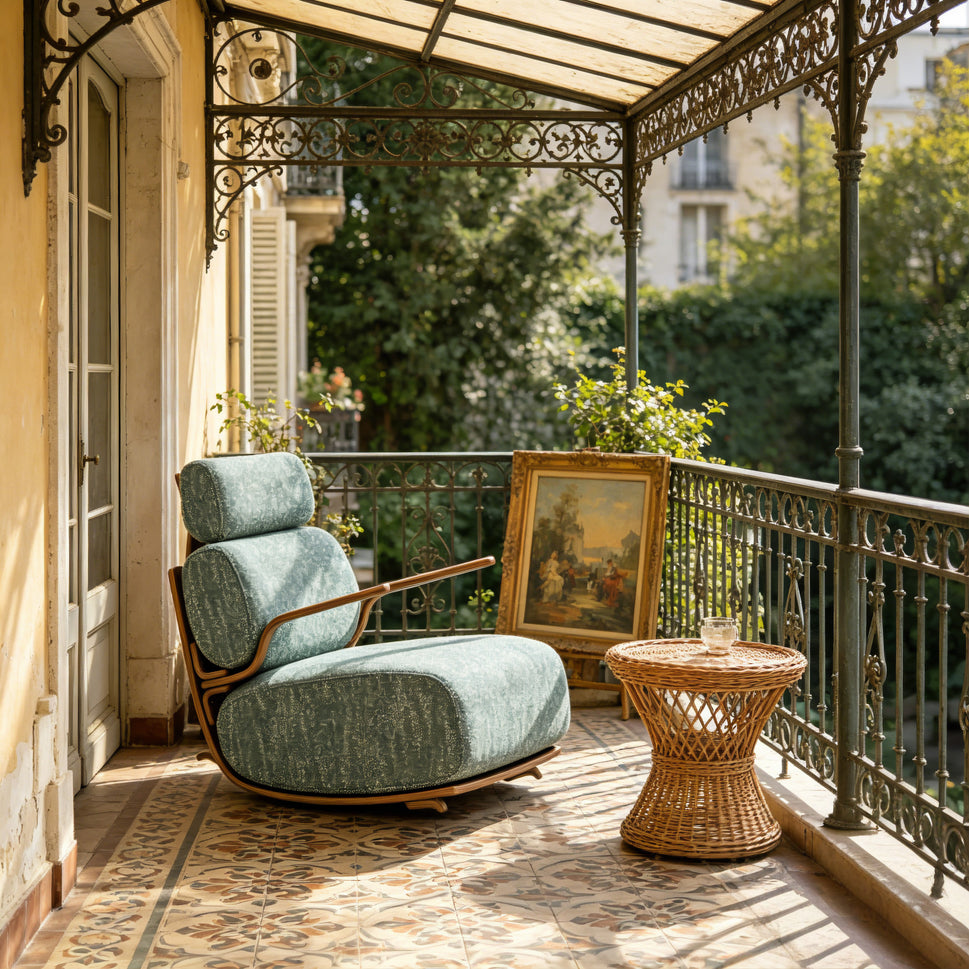 Modern Ergonomic Lounge Rocking Chair with Bentwood Frame & Plush Upholstery