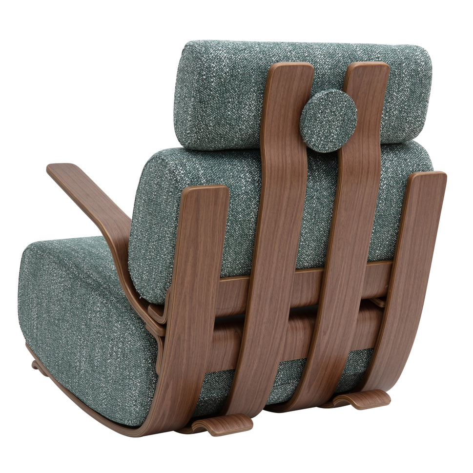Modern Ergonomic Lounge Rocking Chair with Bentwood Frame & Plush Upholstery