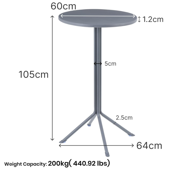 Modern Round Bistro Bar table Side table for Indoor and Outdoor Use (Diameter 23.5" height 41")