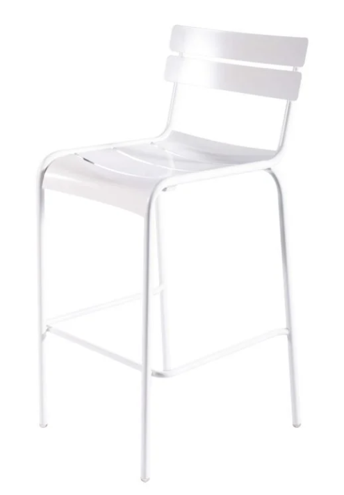 White Metal Outdoor Bar Height Chair