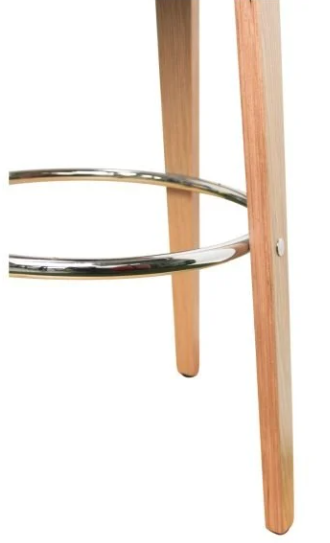 Backless Contemporary Wood Barstool with Padded Cushion and Metal Footrest Ring (Black PU)