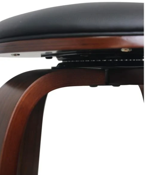 Backless Contemporary Wood Barstool with Padded Cushion and Metal Footrest Ring (Black PU)