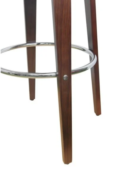 Backless Contemporary Wood Barstool with Padded Cushion and Metal Footrest Ring (Black PU)