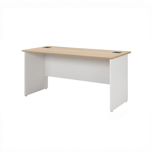 Bamboo Veneer Meeting & Training Table with Integrated Power – White Base