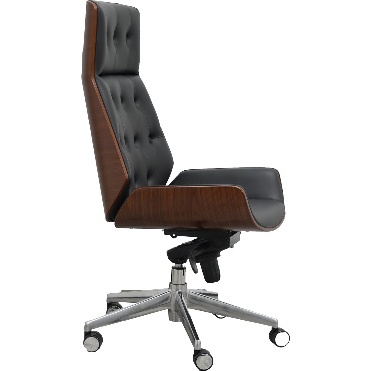 Chesterfield Style Tufted Office Chair with Bentwood Back – Classic Leather Executive Desk Chair