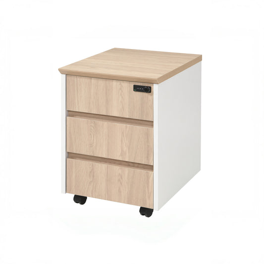 Compact Lockable Filing Cabinet – Wood Veneer & White Finish