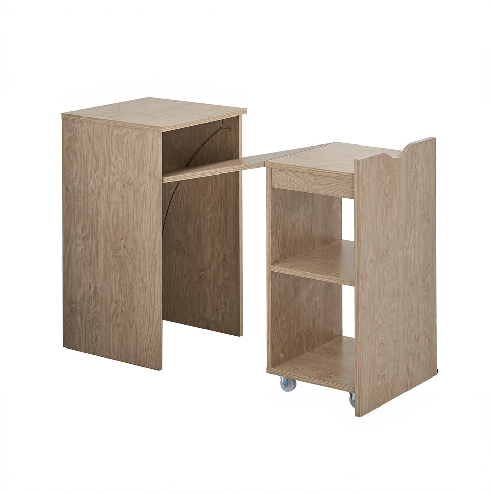 Expandable Compact Office Desk with Storage Shelves – Foldable Space-Saving Design