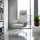 Switch Stylish Grey Faux Leather Upholstered Office Chair with Chrome Finishes 3 image