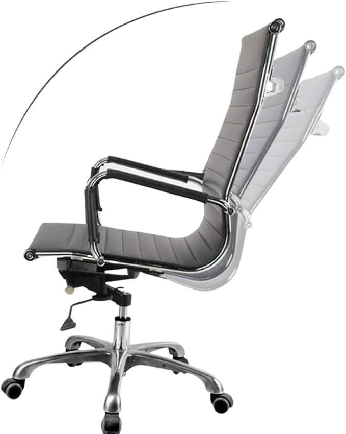 White PU Leather Ergonomic Executive Office Desk Task Chair(Mid-Back, White)