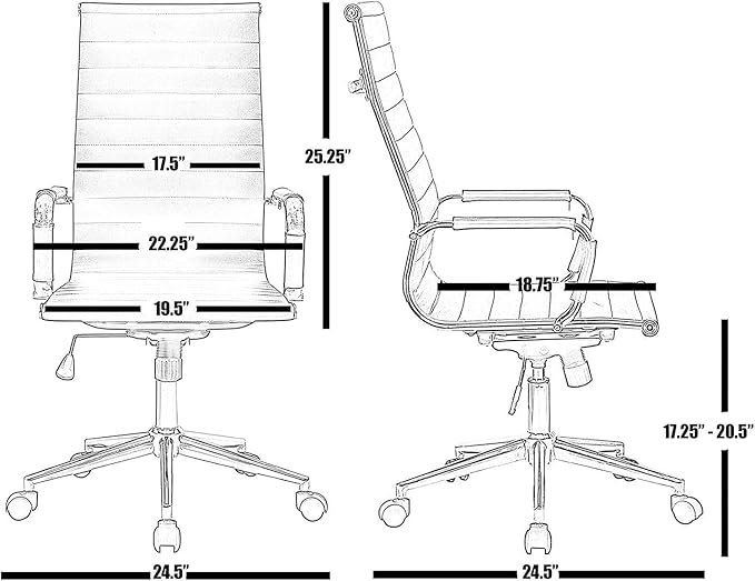 White PU Leather Ergonomic Executive Office Desk Task Chair(Mid-Back, White)
