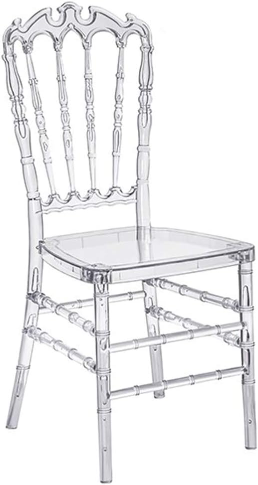 Set of 4 Ghost Clear Acrylic Dining Chairs, Elegant Stacking Chiavari Event Chair, Transparent Crystal Chair in for Weddings Parties Events Receptions (Crown-Head Back)