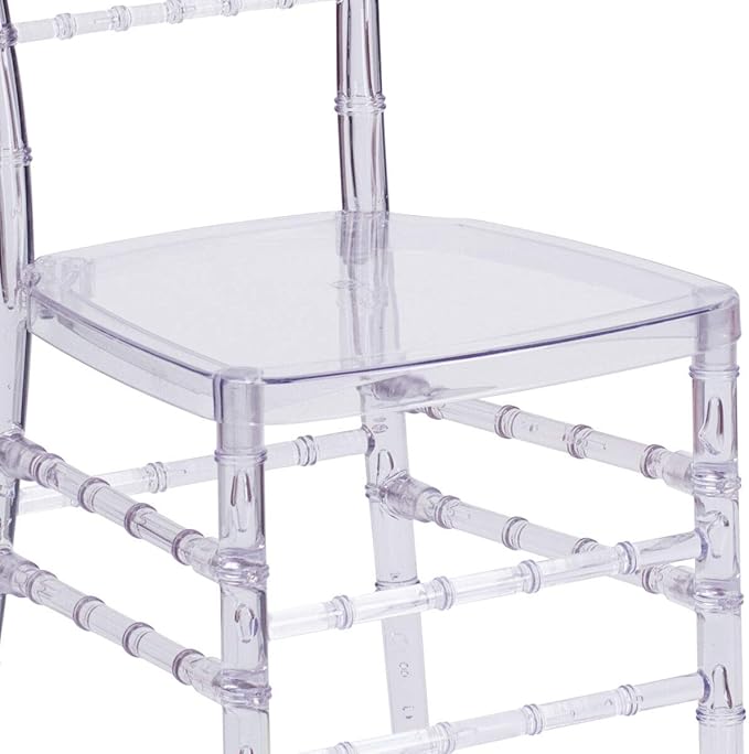 Set of 4 Ghost Clear Acrylic Dining Chairs, Elegant Stacking Chiavari Event Chair, Transparent Crystal Chair in for Weddings Parties Events Receptions (Crown-Head Back)