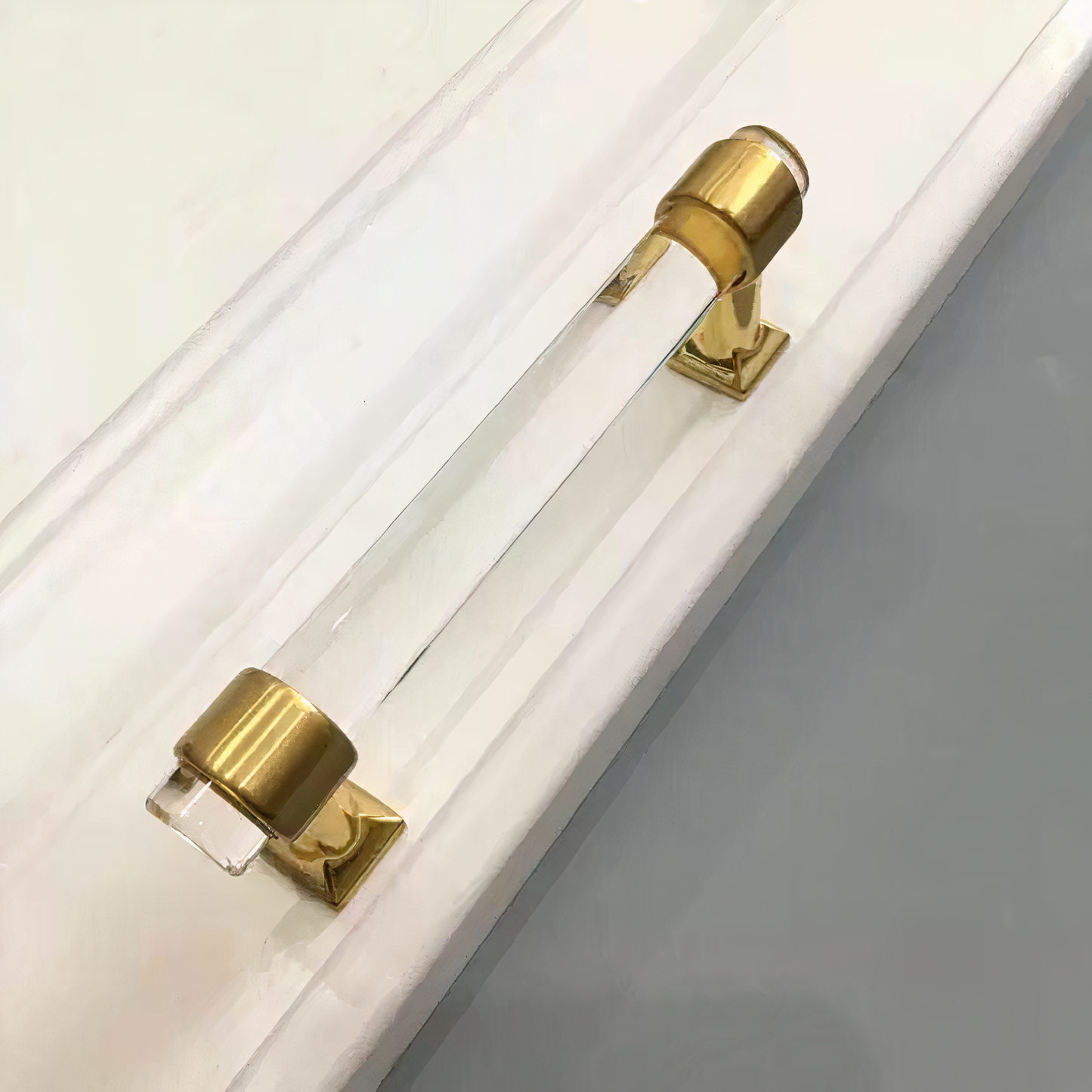 Acrylic Handle/ Bar Pull Gold Accent