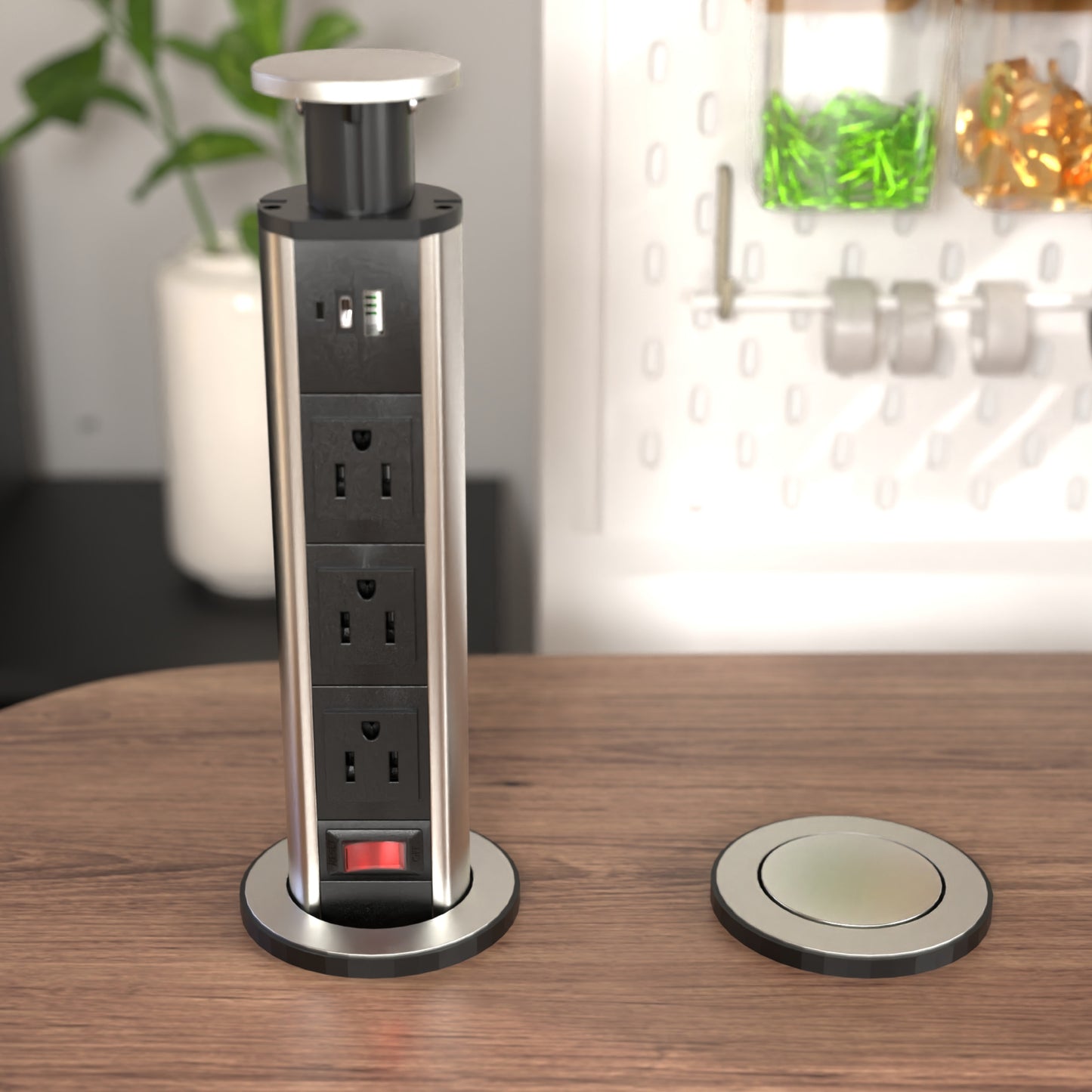 Desk-Inset Power Strip with Surge Protection