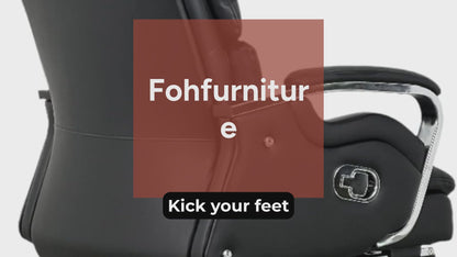 Reclining Faux Leather Office Chair with Footrest & Premium Comfort