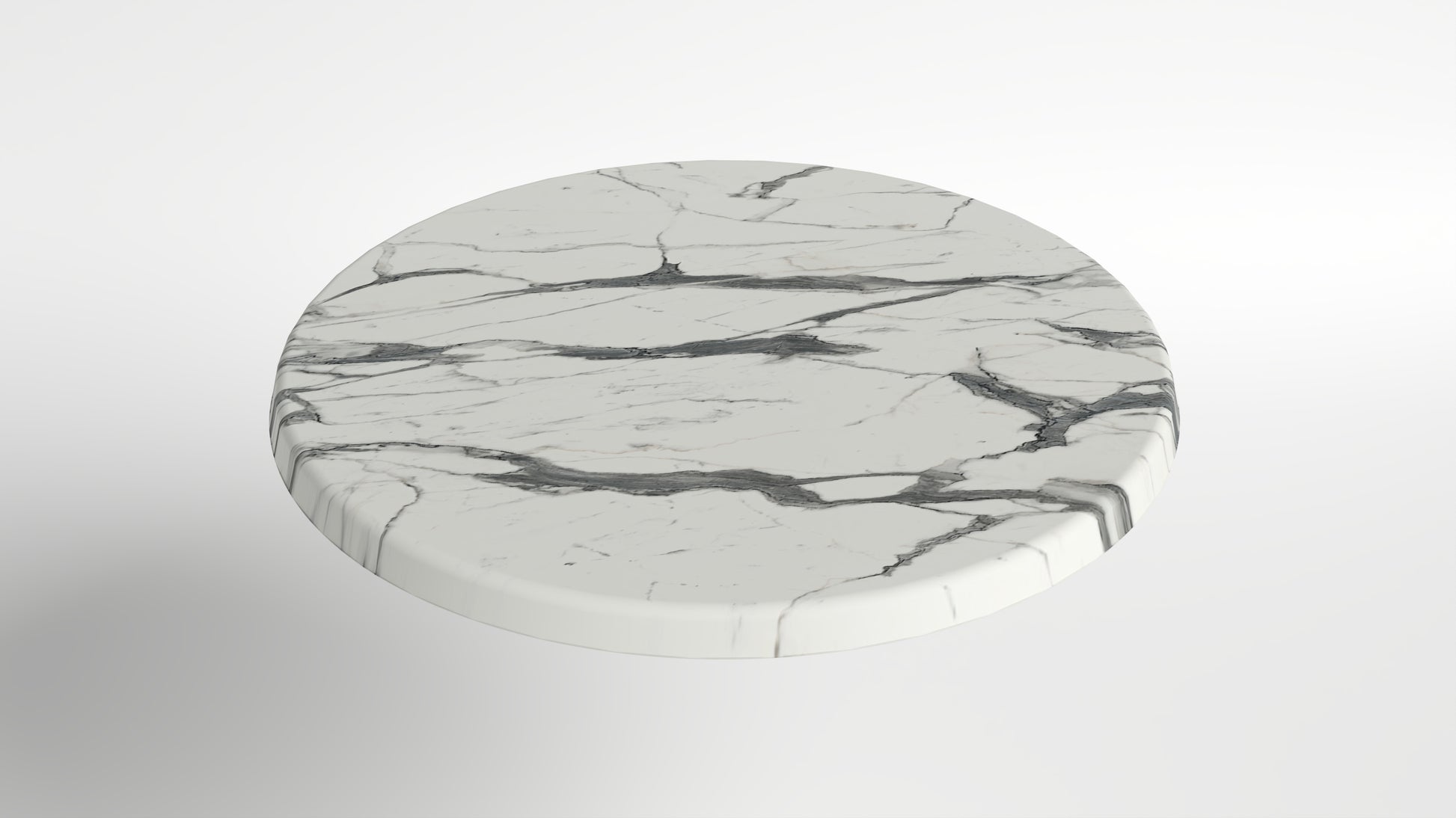 Commercial-Grade Indoor & Outdoor Table with Reinforced Stone-Composite Top: Round White Marble-Like
